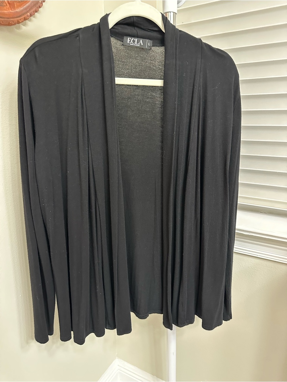 Women's Black Open Drape Cardigan, L